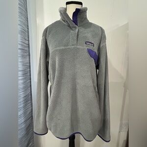 Patagonia grey/ purple pullover fleece sweater jacket women’s XL